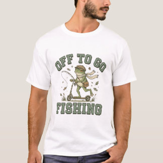 T-shirt Grenouille à scooter pour aller pêcher, drôle et v