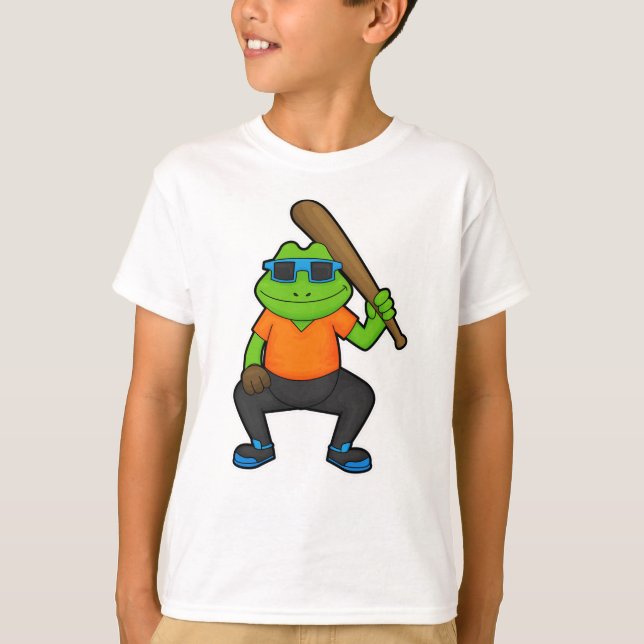 T-shirt Grenouille au baseball avec batte de baseball et l (Devant)