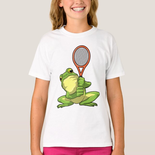 T-shirt Grenouille au tennis avec raquette de tennis (Devant)