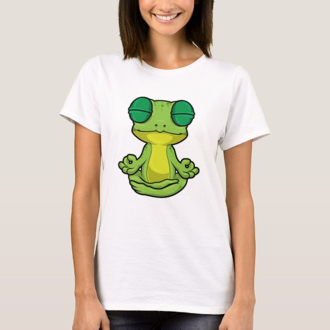 T-shirt Grenouille au yoga Exercices d'étirement en jambe (Devant)