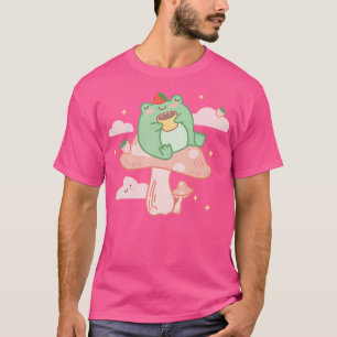T-shirt Grenouille Aux Fraises De Kawaii Sur Un Anime Rose