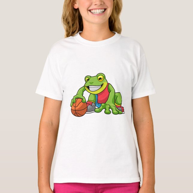 T-shirt Grenouille aux sports avec basket-ball (Devant)