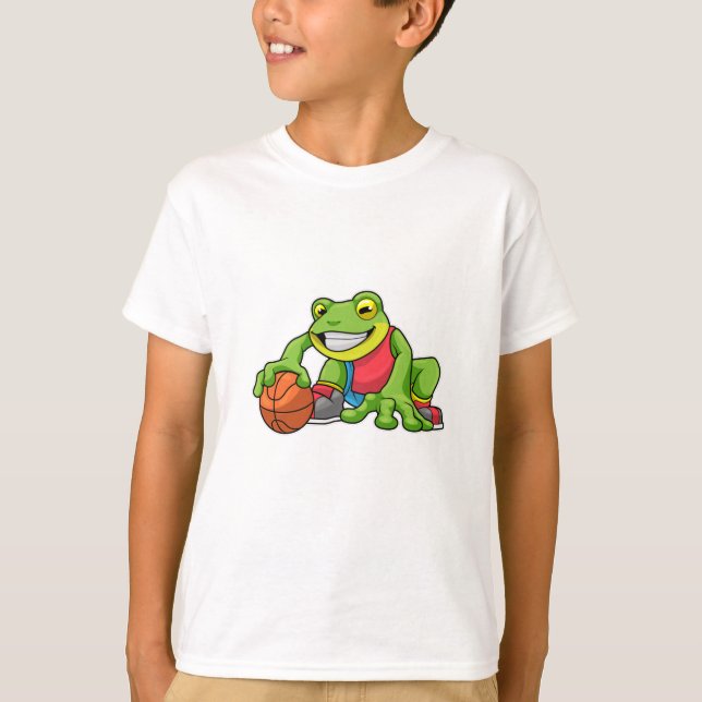 T-shirt Grenouille aux sports avec basket-ball (Devant)