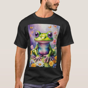 T-shirt Grenouille Avec Art numérique Fleur