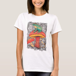 T-shirt Grenouille avec champignon design de style Cottage
