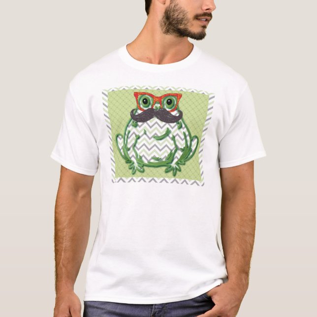 T-shirt Grenouille avec des verres de moustache et de (Devant)