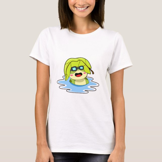 T-shirt Grenouille avec feuille à la nage (Devant)