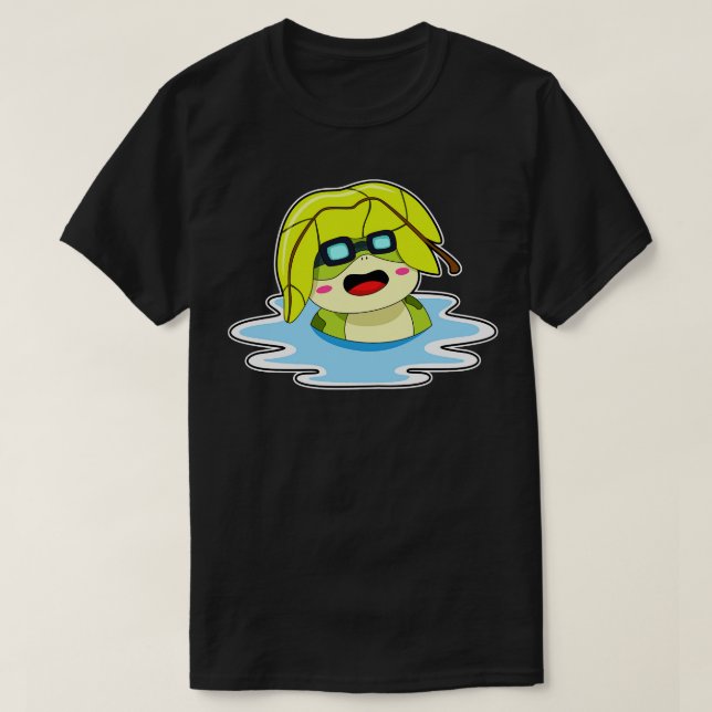 T-shirt Grenouille avec feuille à la natation (Design devant)