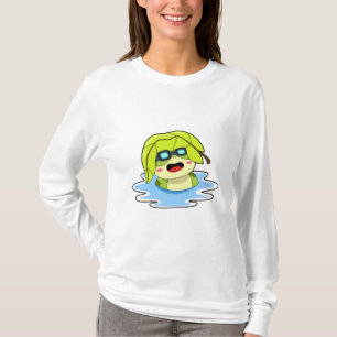 T-shirt Grenouille avec feuille à la natation