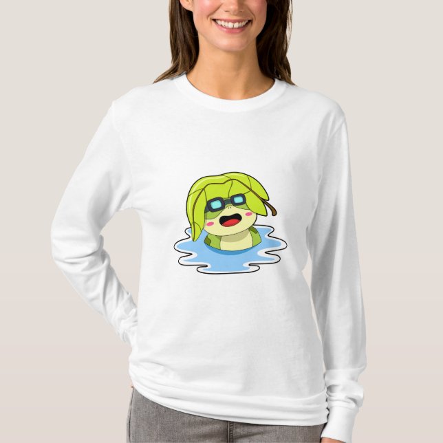 T-shirt Grenouille avec feuille à la natation (Devant)