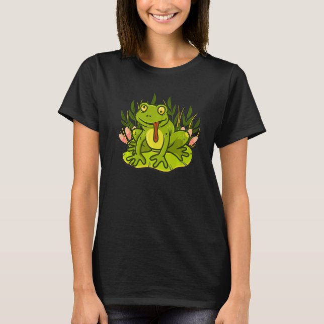 T-shirt Grenouille Avec La Langue Suspendu Les Yeux Fous S (Devant)