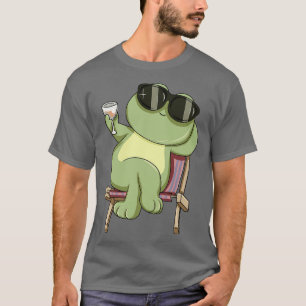 T-shirt Grenouille avec lunettes de soleil et boire
