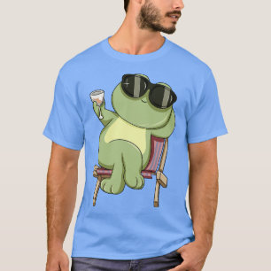 T-shirt Grenouille avec lunettes de soleil et boire