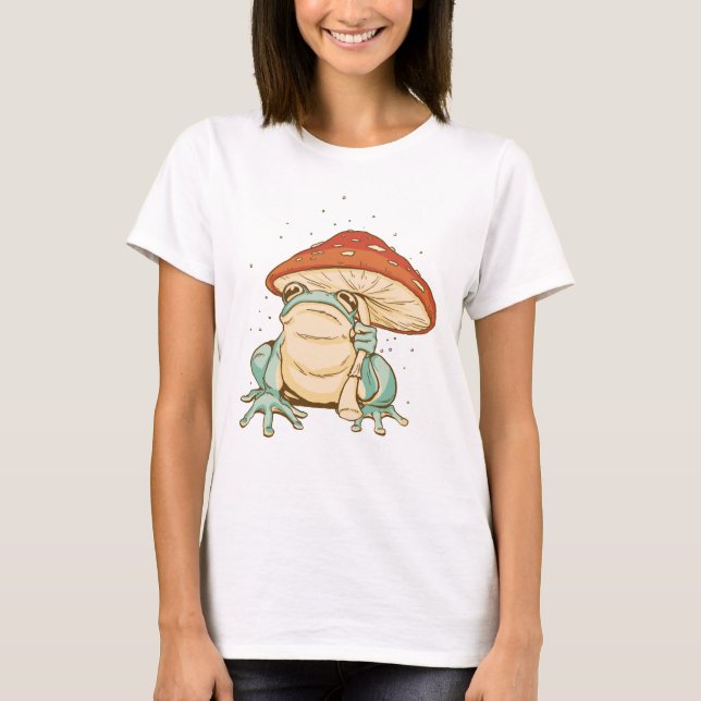 T-shirt Grenouille avec parapluie de champignons (Devant)