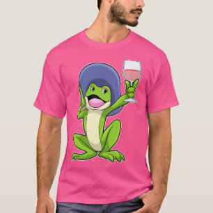T-shirt Grenouille avec verre de vin rouge Casquette
