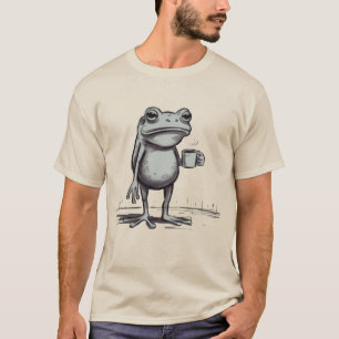 T-shirt Grenouille Buvant du Café Mème Grenouille Mystique