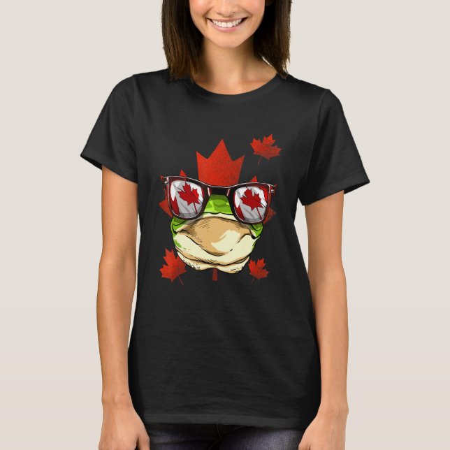 T-shirt Grenouille canadienne Feuille d'érable Canada Drap (Devant)