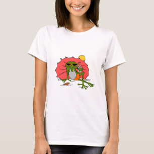 T-shirt Grenouille caricature Bain de soleil avec un verre