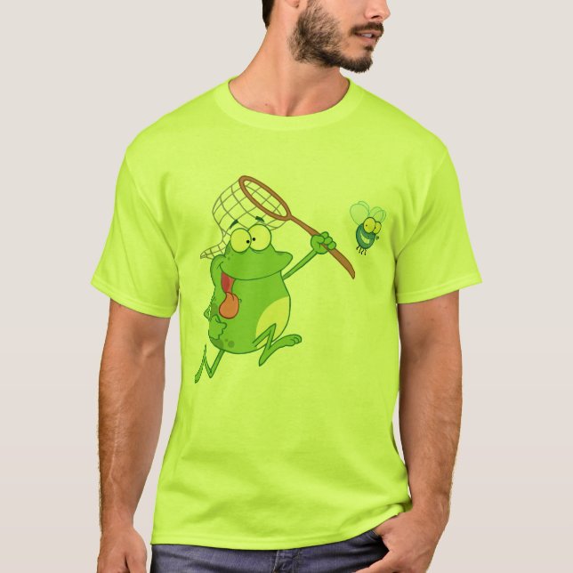 T-shirt Grenouille chassant la mouche avec le filet (Devant)