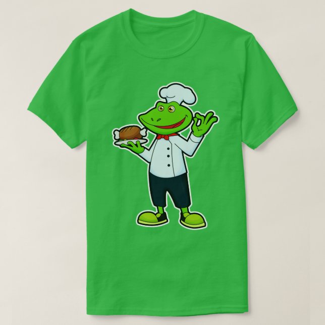 T-shirt Grenouille comme cuisiner avec assiette de service (Design devant)