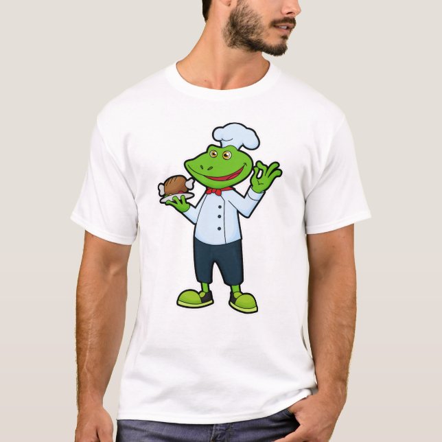 T-shirt Grenouille comme cuisiner avec assiette de service (Devant)