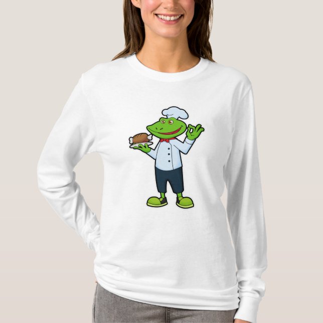 T-shirt Grenouille comme cuisiner avec assiette de service (Devant)