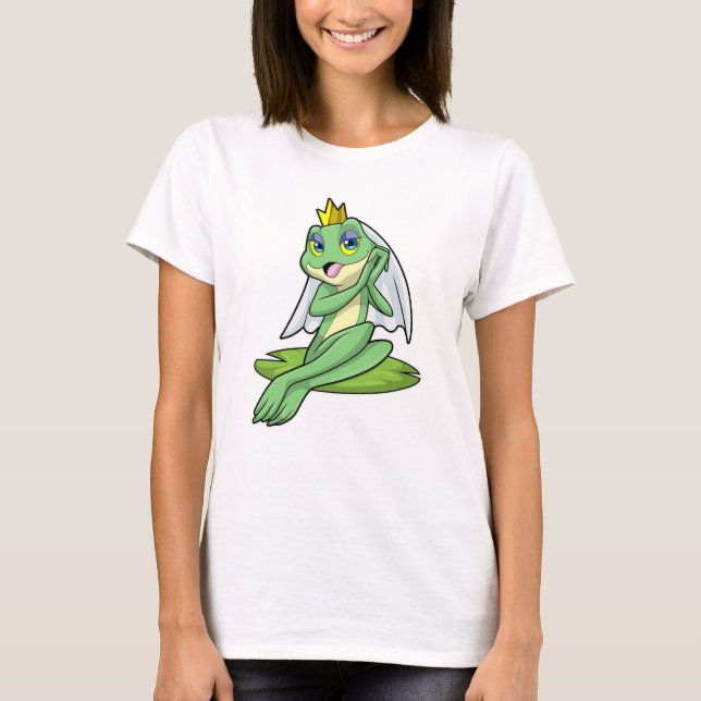 T-shirt Grenouille comme mariée à un mariage avec couronne (Devant)