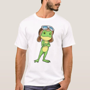 T-shirt Grenouille comme pilote avec Casquette et lunettes