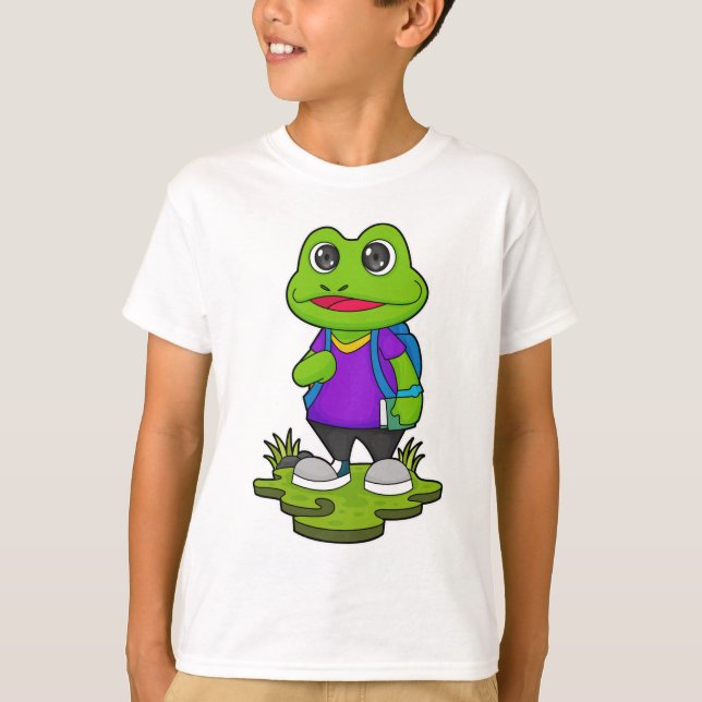 T-shirt Grenouille comme randonneur avec sac à dos (Devant)