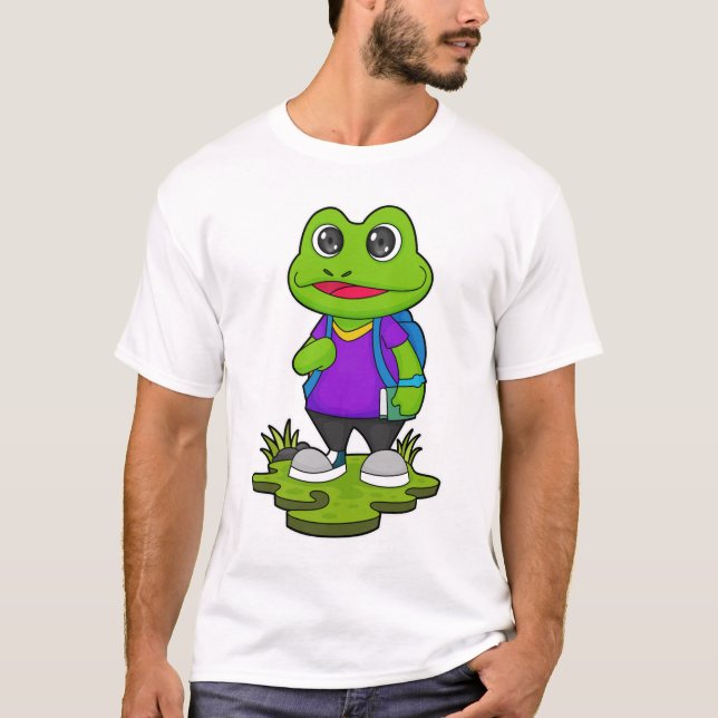 T-shirt Grenouille comme randonneur avec sac à dos (Devant)
