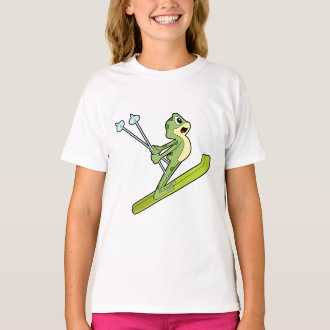 T-shirt Grenouille comme sauteur de ski avec Ski.PNG (Devant)