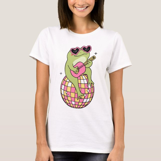 T-shirt grenouille cool jouant de la guitare (Devant)
