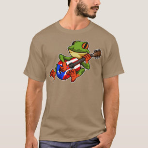 T-shirt Grenouille Coqui Jouer Guitare Boricua Animal