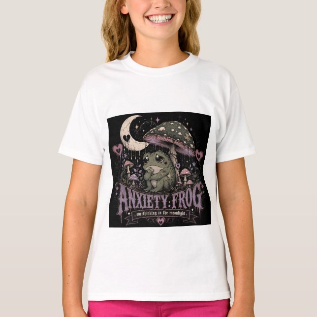 T-shirt Grenouille d'anxiété Réflexion excessive Clair de  (Devant)