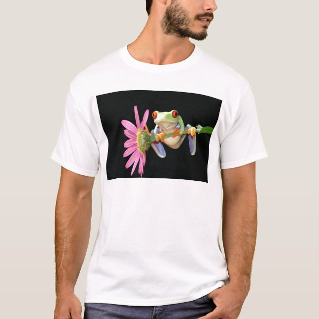 T-shirt grenouille d'arbre observée par rouge (Devant)