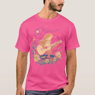 T-shirt Grenouille de Cottagecore Florale Jouer Guitare Ac