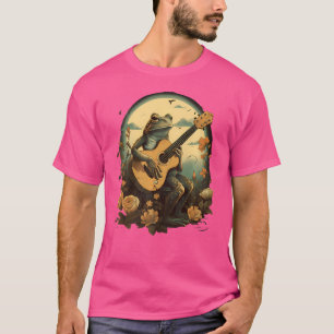 T-shirt Grenouille de Cottagecore Florale Jouer Guitare Ac
