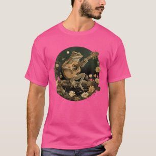 T-shirt Grenouille de Cottagecore Florale Jouer Guitare Ac