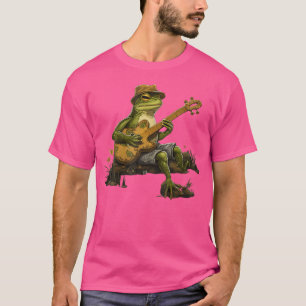 T-shirt Grenouille de Cottagecore Florale Jouer Guitare Ac
