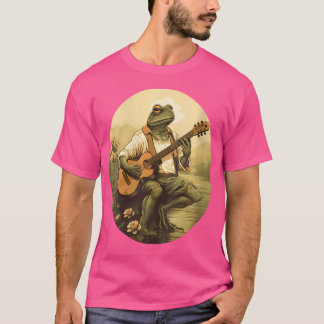 T-shirt Grenouille de Cottagecore Florale Jouer Guitare Ac