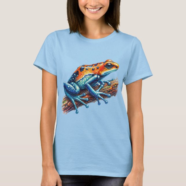 T-shirt Grenouille de Dart Orange et Bleue (Devant)