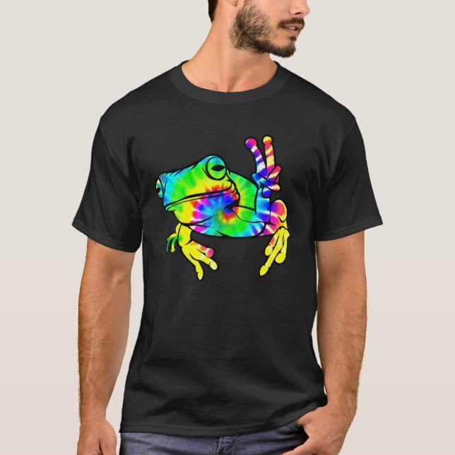T-shirt Grenouille de la Paix Tie Dye cool | Drôle Hippie  (Devant)