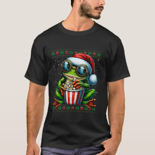 T-shirt Grenouille de Noël Manger Popcorn laide Sueur de N