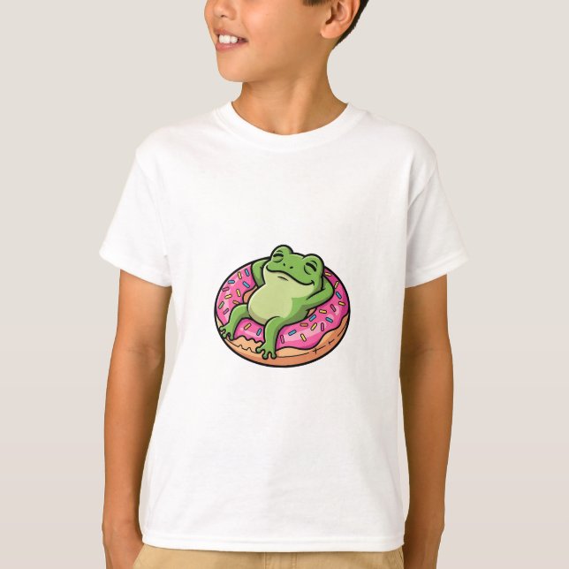 T-shirt Grenouille décontractée se relaxant sur un donut r (Devant)