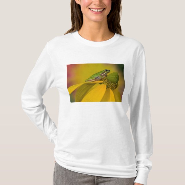 T-shirt Grenouille des arbres du Pacifique sur les fleurs  (Devant)