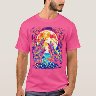 T-shirt Grenouille Drôle 3 Grenouilles hurlant À La Lune V