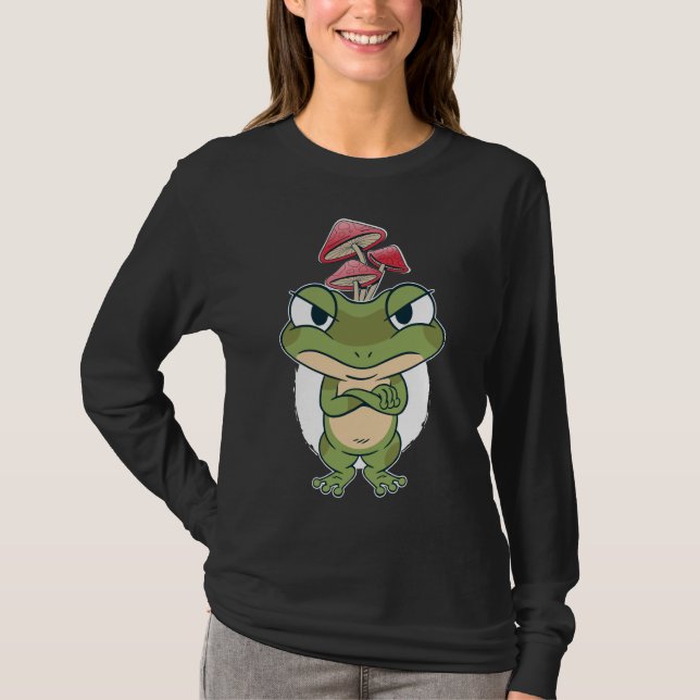 T-shirt Grenouille drôle avec champignons (Devant)