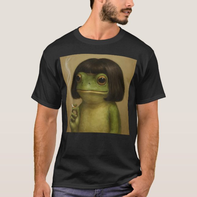 T-shirt Grenouille Drôle Bob Coiffure Fumant Mème (Devant)