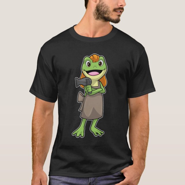 T-shirt Grenouille en coiffeur avec sèche-cheveux (Devant)