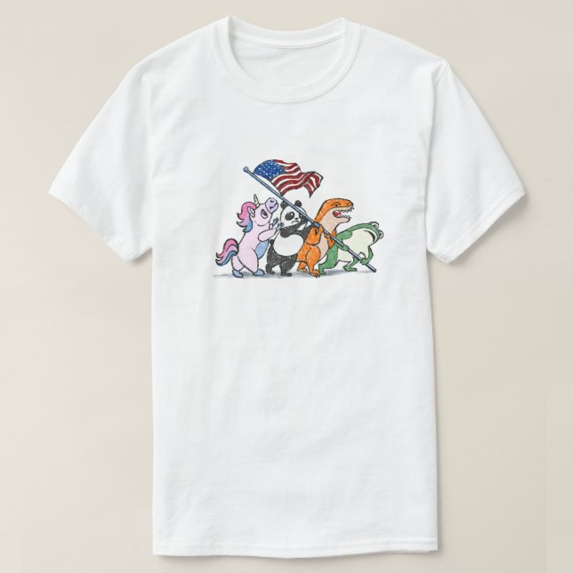 T-shirt Grenouille en costume de levage de drapeau (Design devant)